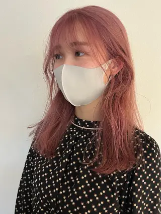 セミロング カラー ブリーチ/ストレート /パーマモデル募集のヘアスタイル