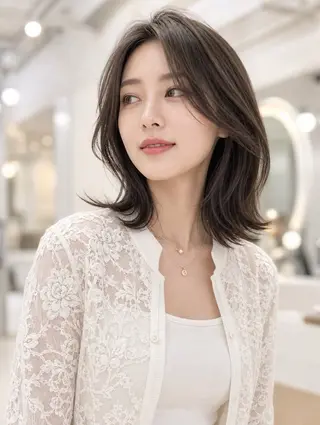 ミディアム カラー 韓国レイヤーカット× 髪質改善ラビマーニのヘアスタイル