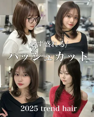 ミディアム カラー 韓国ハイレイヤー ハッシュカット特化のヘアスタイル