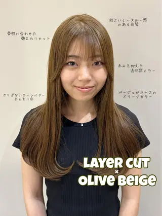 ロング カラー レイヤーカット☆顔ま わりカット*田村りおのヘアスタイル