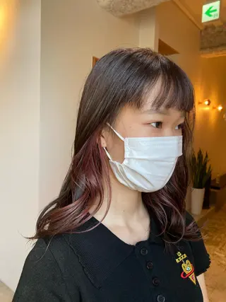 セミロング カラー 田口 樹理のヘアスタイル