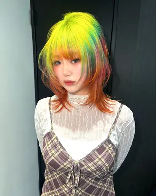 ミディアム カラー jyui/原宿 ハイトーン/デザインのヘアスタイル