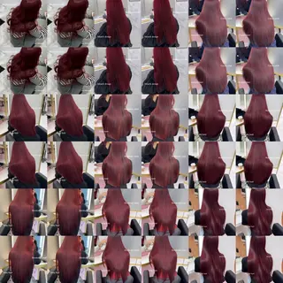 ロング カラー ブリーチなしピンク 赤井龍斗のヘアスタイル