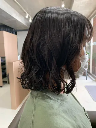 ミディアム パーマ ボブパーマコテ巻き風 パーマNo1深江秀平のヘアスタイル