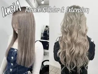 カラー ヘアアレンジ ロング MISAKIエクステ ブリーチ\5900のヘアスタイル