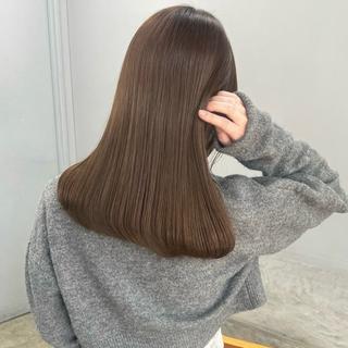 セミロング カラー akane/オリーブ /ボブパーマのヘアスタイル