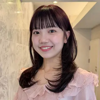セミロング カラー 顔周りレイヤー꙳⋆ ミディアム⌇SAKIのヘアスタイル