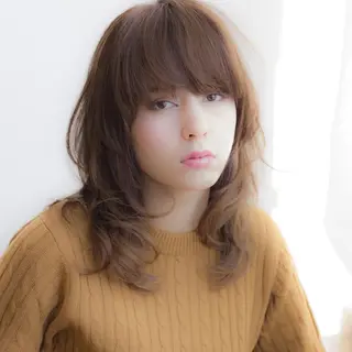 セミロング カラー パーマ 髪質改善/韓国風 レイヤー/田村祐樹のヘアスタイル
