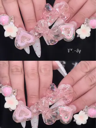 ネイル さゆり￤推しキャラ ￤ロングネイル🩷のネイルデザイン