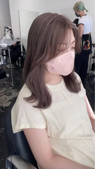 セミロング カラー ヘアアレンジ 艶ハイトーン/ヘア アレンジAYAKAのヘアスタイル
