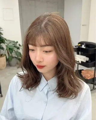 ミディアム ✨ブリーチなし✨ 🫧透明感カラー🫧のヘアスタイル