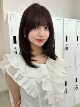ミディアム カラー 韓国風レイヤーカット 松葉翔のヘアスタイル