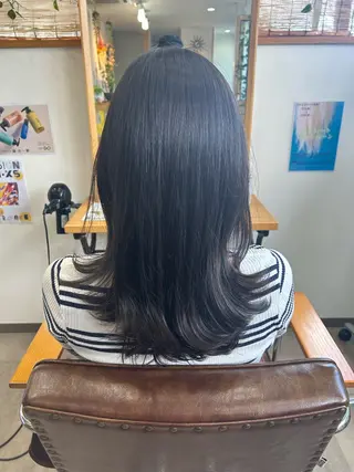セミロング ブリーチなしベージュ /ヘアセット/ミユのヘアスタイル