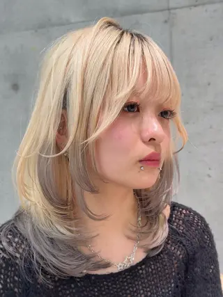 ミディアム カラー レイヤーダブルカラー KYONのヘアスタイル
