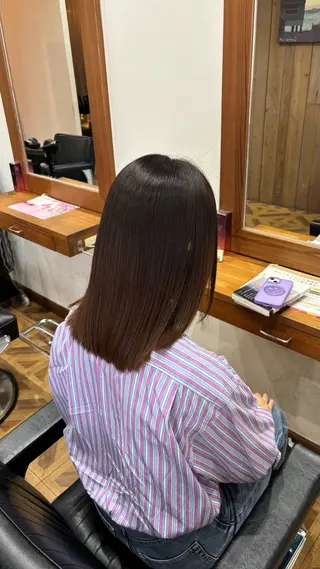セミロング パーマ 兼子莉彩 ／暗髪🤎／暖色🍒のヘアスタイル