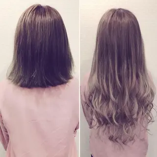 セミロング カラー パーマ 大阪レミーエクステ チビ編み込みのヘアスタイル