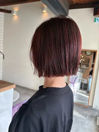 ミディアム 切りっぱなしボブ/ 三瀬翔のヘアスタイル