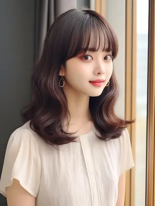 カラー セミロング 表参道/さあ や/大人ナチュラルのヘアスタイル