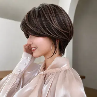 ショート カラー 心斎橋/難波ショート 白髪ぼかし 中尾のヘアスタイル