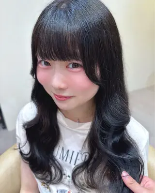 ロング カラー 艶暗髪 ピンクカラー 似合わせカット 栄のヘアスタイル