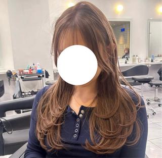 ロング 赤み消しブラウン🤎 韓国レイヤー🤎横浜のヘアスタイル