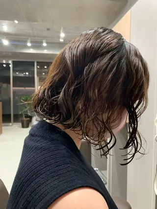 ミディアム パーマ ボブパーマコテ巻き風 パーマNo1深江秀平のヘアスタイル