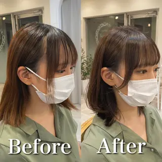 ミディアム カラー モテ前髪 タゴメ シンヤのヘアスタイル