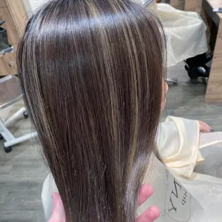 セミロング カラー 髪質改善カラー韓国風 レイヤーtudaのヘアスタイル