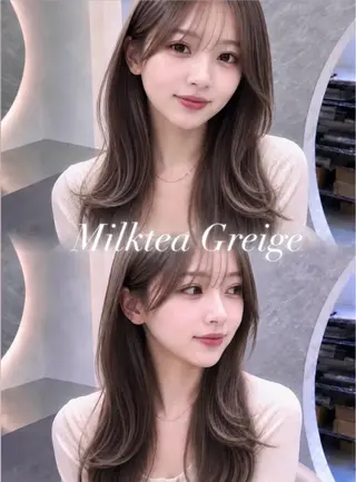 セミロング カラー ヘアアレンジ 🖤kana韓国ヘア 艶髪カラー特化🖤のヘアスタイル