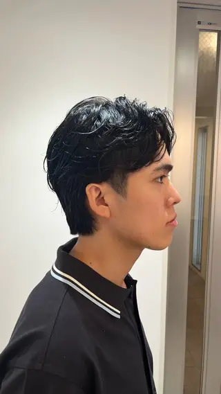 ショート パーマ センターパート職人 柏/メンズ/ ハルキのヘアスタイル