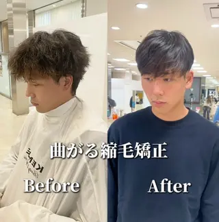 メンズ シャドウパーマ／骨格 矯正カット　トモキのヘアスタイル