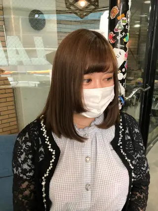 ミディアム カラー ヘアアレンジ ワンホンレイヤー エクステづまのヘアスタイル