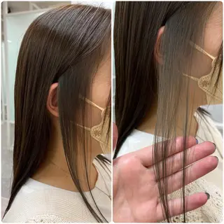 セミロング カラー 比嘉 黎花のヘアスタイル