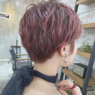 ショート カラー ヘアアレンジ ブリーチダブルカラー 元町三宮/三ノ宮のヘアスタイル