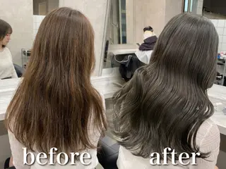 ロング カラー ブリーチ縮毛矯正飛我 韓国ヘア🫧のヘアスタイル