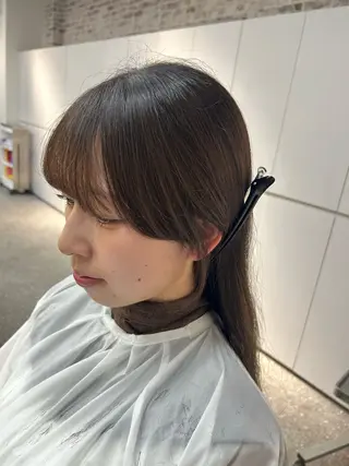 セミロング お顔周り/オリーブ/ Wカラー/mei大名のヘアスタイル
