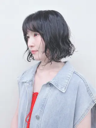 ミディアム パーマ ボブ/ゆるふわ ボブパーマ/とういのヘアスタイル
