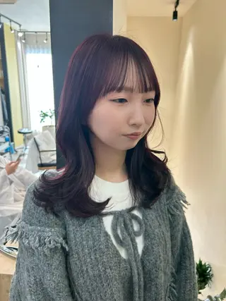 セミロング カラー hubhair レイヤー/透明感のヘアスタイル
