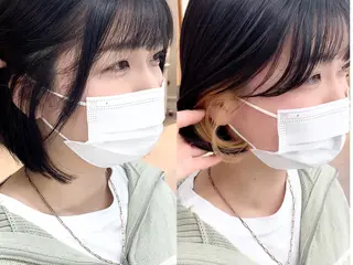 ミディアム カラー パーマ ヘアアレンジ メンズ キッズ ネイル マツエク・マツパ アイブロウ 似合せレイヤー/ 柔らか透明感カラーのヘアスタイル