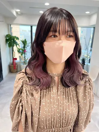 セミロング カラー パーマ ⭐️横浜ブリーチ特化 美容師 堤涼⭐️のヘアスタイル