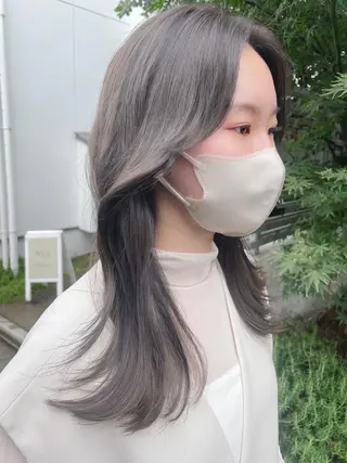 ロング カラー 顔周りカット 【オノザワリョウ】のヘアスタイル
