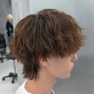 ミディアム カラー パーマ メンズ ʜᴀʀᴜᴋᴀ♱メンズ ウルフ/ブリーチのヘアスタイル