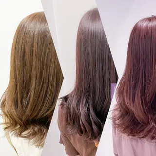 ミディアム カラー パーマ ヘアアレンジ ネイル マツエク・マツパ 韓国風ベージュ🤎 赤みなし🌿横浜🤎のヘアスタイル