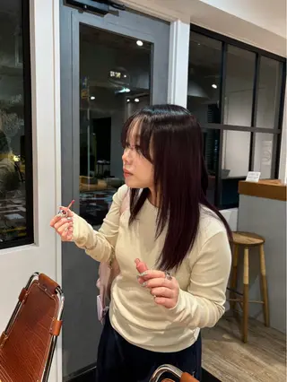セミロング カラー 高木 花のヘアスタイル