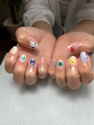 ネイル tsumeya ゆるかわ手描きネイルのネイルデザイン