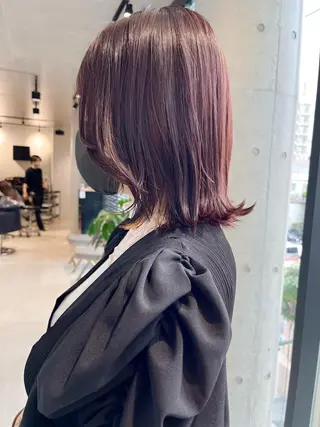 ミディアム カラー 透明感カラー✂︎ /縮毛矯正/YUKAのヘアスタイル
