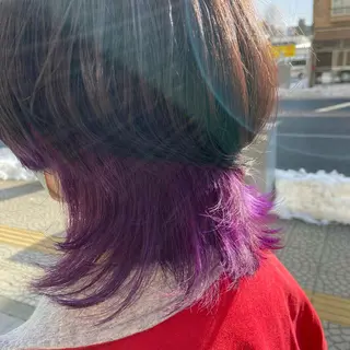 ミディアム カラー 💜推しインナー カラー/菊池柊真💜のヘアスタイル