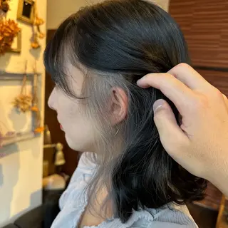 ミディアム カラー 💜推しインナー カラー/菊池柊真💜のヘアスタイル