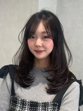 ミディアム 結べるレイヤーカット /カラー/あさかのヘアスタイル