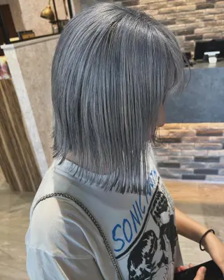 カラー セミロング ヘアアレンジ ハイトーンベージュ 新潟/Manamiのヘアスタイル